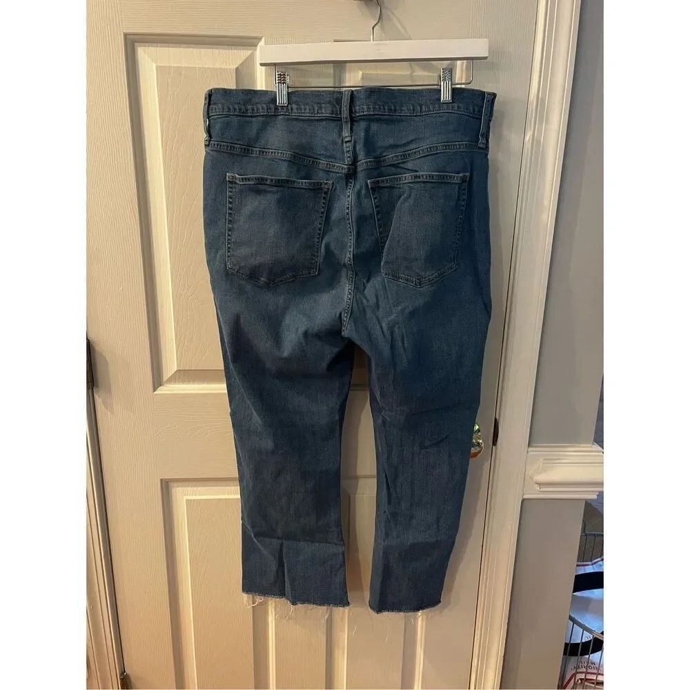 J. Crew Factory High Rise Crop Flare Jeans sz 34 EUC Raw Hem - Picture 5 of 7
